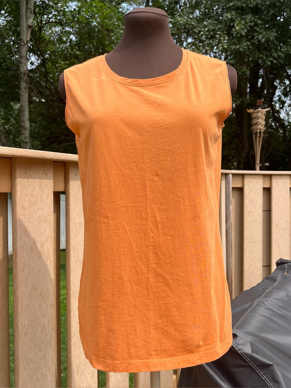 Fair Indigo Women’s Orange Sleeveless 100% Organic Pima Cotton Top Size S